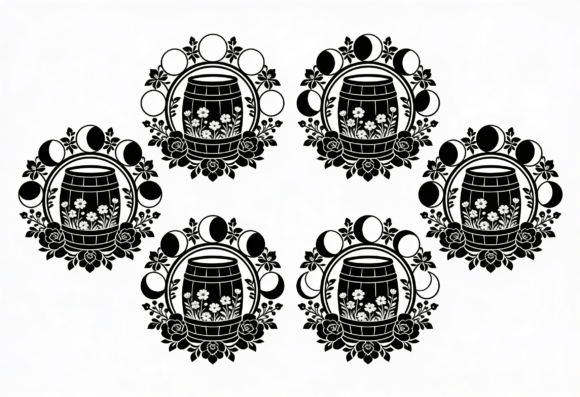 Download Barrel Moon Phase Floral SVG Cut File - Premium Resources