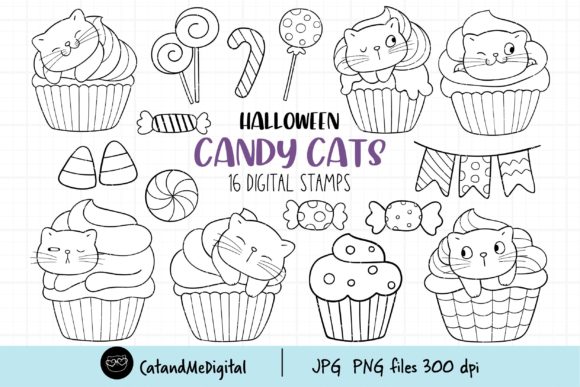 Download Halloween Cat Digital Stamp - Digital stamp Collection