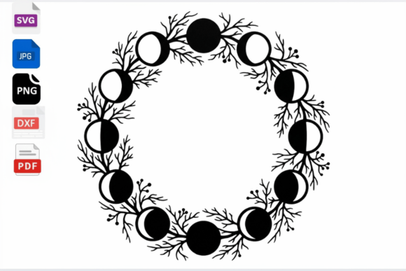 Download Moon Phase Wreath SVG Cut File - Premium Resources