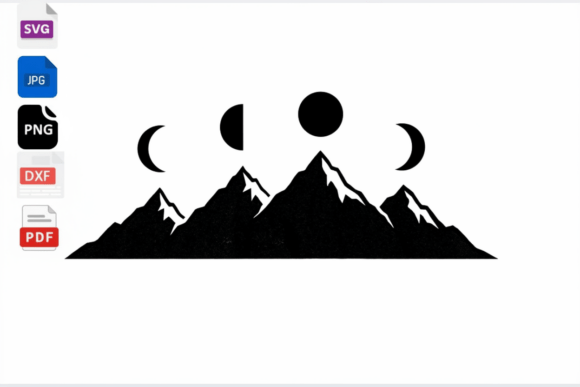 Download Mountain Moon Phase SVG Cut File - Premium Resources