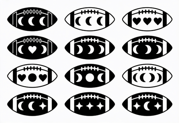 Download Football Moon Phase Heart Star SVG - Premium Bundle
