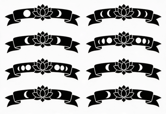 Download Lotus Moon Phase Banner SVG Cut File - Premium Bundle