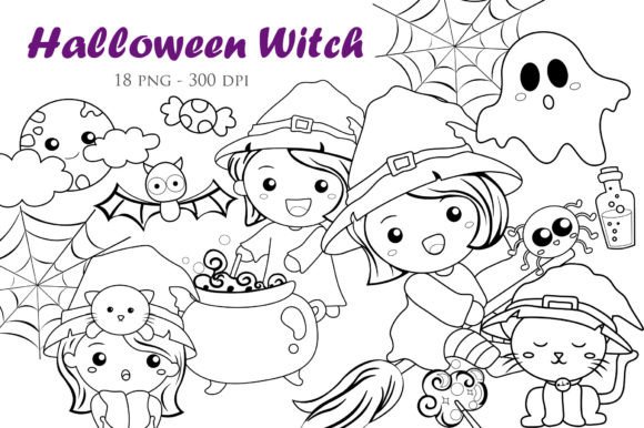 Download Halloween Witch Spooky Digital Stamp - Digital stamp Collection