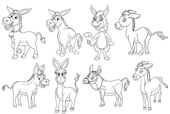 Download Donkey Clip Art Digital Stamp Set-2. - Digital stamp Collection